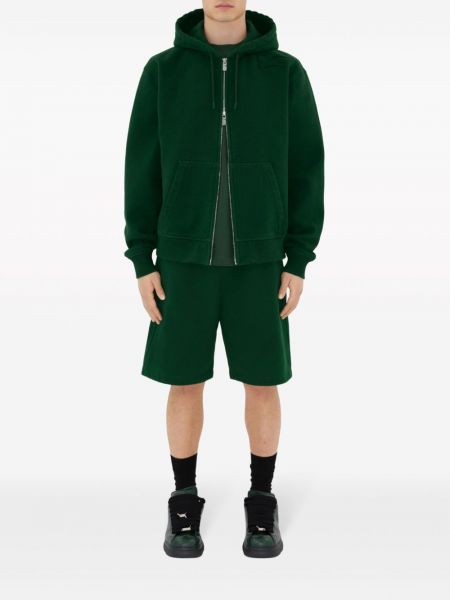 Kokvilnas kapučdžemperis ar rāvējslēdzēju Burberry zaļš