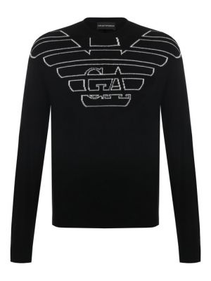Кашемировый шерстяной свитер Emporio Armani черный