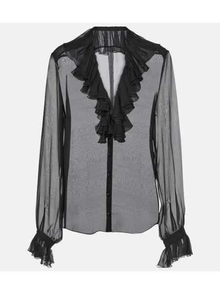 Ruffle chiffong silke bluse Dolce&gabbana svart