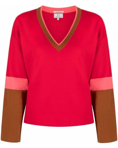 Pletený sveter s výstrihom do v Woolrich červená