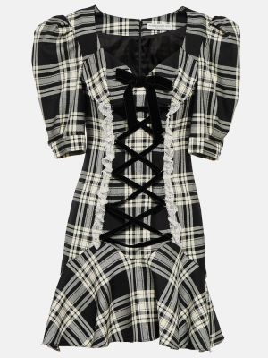 Volnena obleka z vezalkami s karirastim vzorcem Alessandra Rich