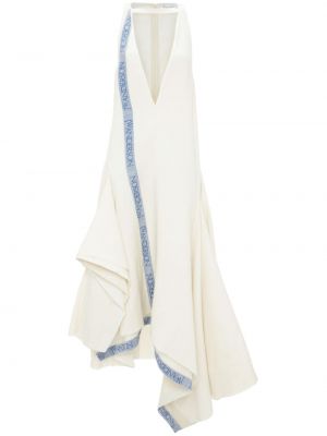 Ασύμμετρη μάξι φόρεμα με λαιμόκοψη v Jw Anderson λευκό