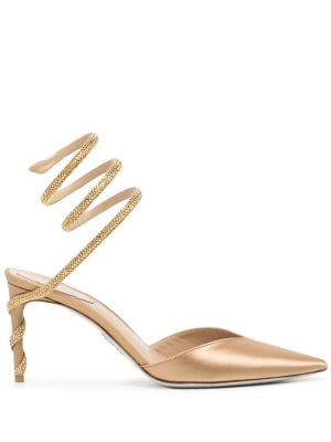 Pantofi cu toc de cristal Rene Caovilla auriu
