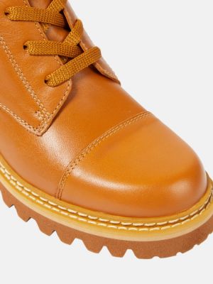 Krajkové kožené šněrovací kotníkové boty See By Chloe hnědé