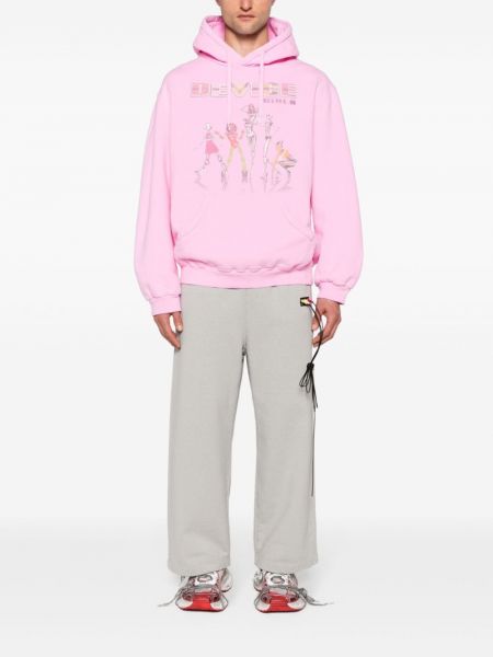 Kokvilnas kapučdžemperis ar apdruku Doublet rozā