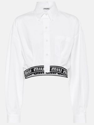 Памучна риза Miu Miu бяло