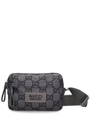 Taška přes rameno z nylonu Gucci šedá
