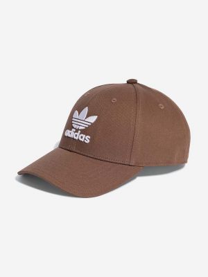 Pamučna kapa s printom Adidas Originals smeđa