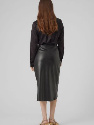 Кожаная юбка с рюшами из искусственной кожи Vero Moda черная