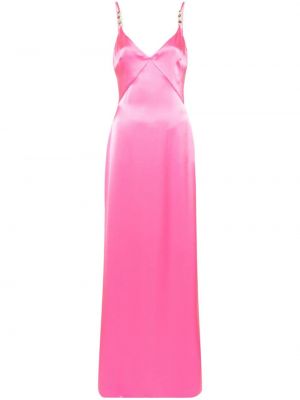 Satenska koktel haljina s kristalima David Koma ružičasta