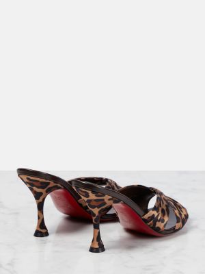 Papuci tip mules din satin cu imagine cu model leopard Christian Louboutin