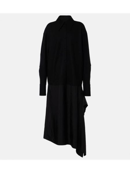 Asymmetrisk uld slids kjole Jil Sander sort