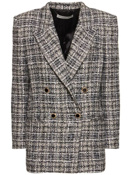 Tweed overdimensjonert sjekket blazer Alessandra Rich svart