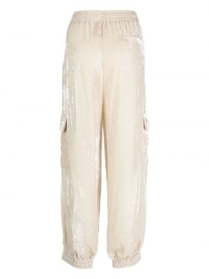 Aksamitne spodnie cargo Semicouture białe