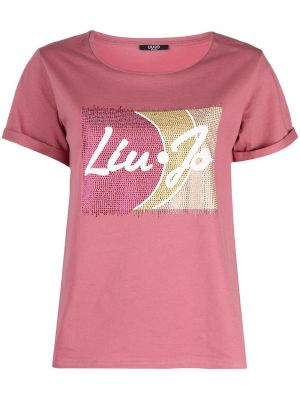 Тениска с кристали Liu Jo розово