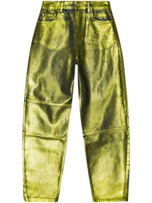 Kitsa lõikega teksapüksid Ganni roheline