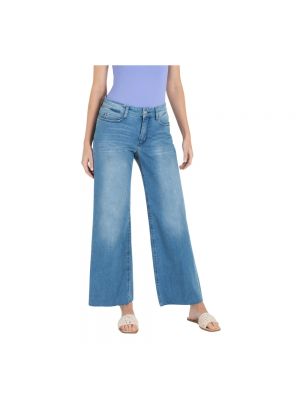 Jeans mit fransen ausgestellt Mac blau
