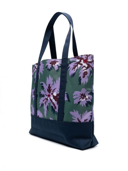 Květinová shopper kabelka s potiskem Ps Paul Smith modrá