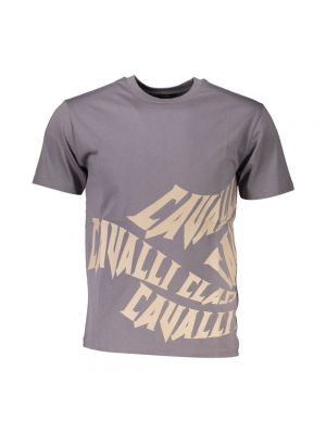 Koszulka bawełniana z nadrukiem Cavalli Class szara