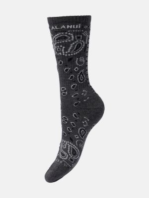 Žakárové bavlnené ponožky Alanui sivá