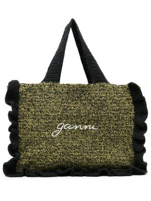 Pletena nakupovalna torba z vezenjem Ganni