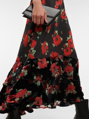 Rochie midi de mătase cu model floral Rixo
