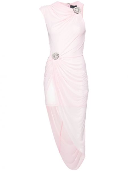 Sukienka koktajlowa z siateczką z kryształkami David Koma różowa