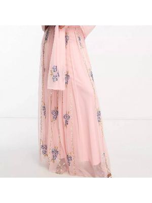 Длинная юбка в цветочек Maya розовая