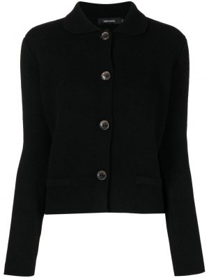 Cashmere strikkegenser med knapper med button down-krage Lisa Yang svart