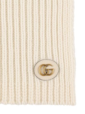 Bufanda de lana de cachemir con estampado de cachemira Gucci blanco
