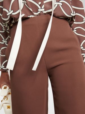 Pantalones rectos de seda Valentino marrón