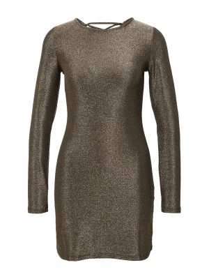 Jednofarebné priliehavé mini šaty s dlhými rukávmi Glamorous - zlatá