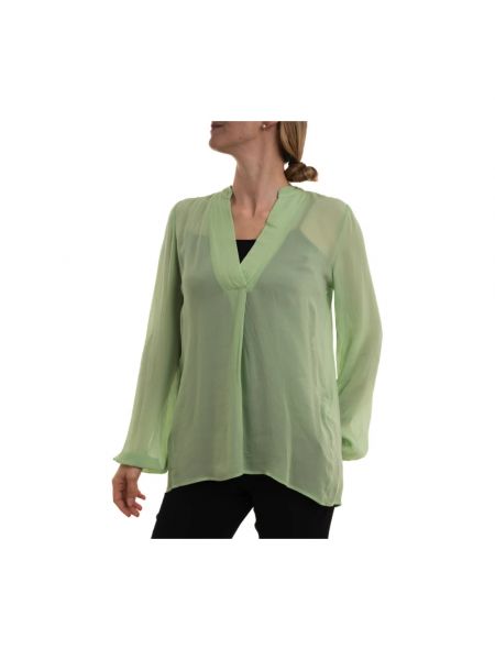 Bluse mit v-ausschnitt mit ballonärmeln Kocca grün