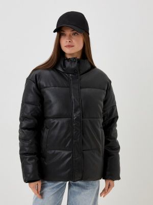 Утепленная кожаная куртка Befree черная