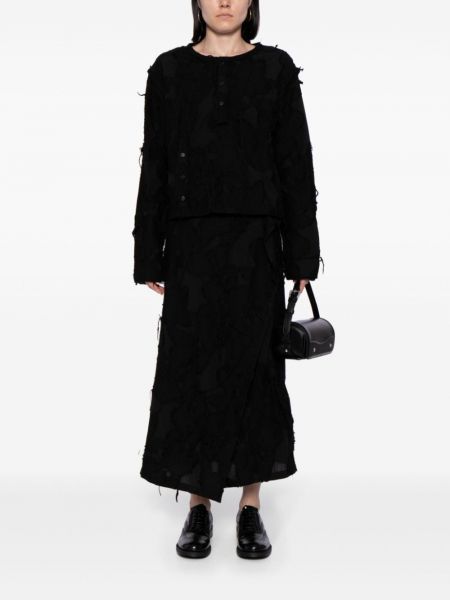 Spódnica midi z przetarciami Yohji Yamamoto czarna