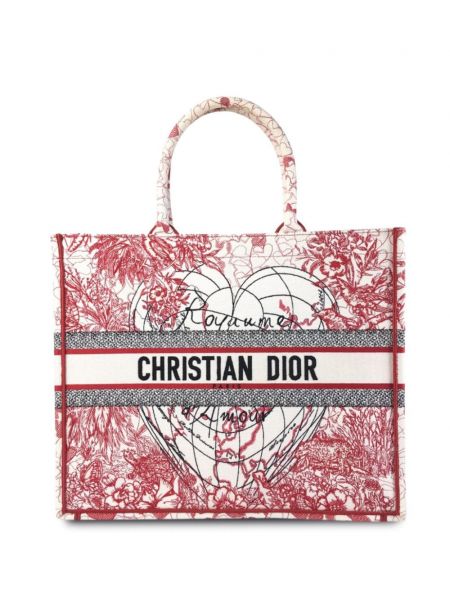 Shopper kabelka s výšivkou Christian Dior Pre-owned červená
