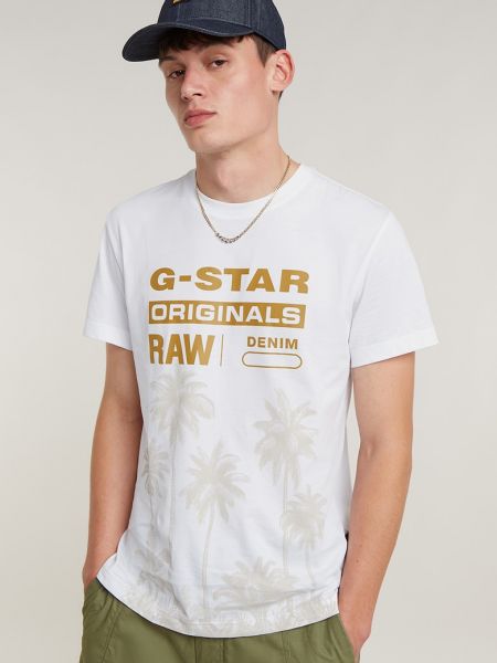 Хлопковая футболка со звездочками G-star Raw коричневая