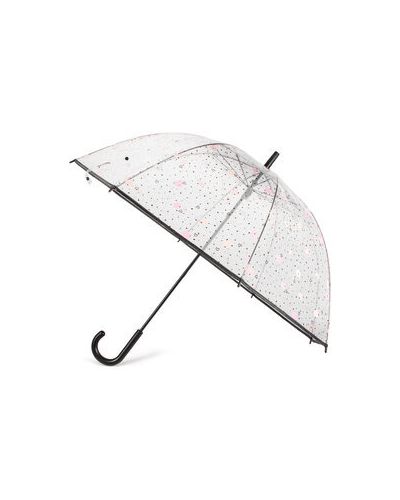 Umbrelă cu buline cu motiv cu inimi Happy Rain alb