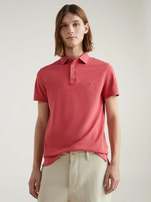 Polo marškinėliai slim fit Tommy Hilfiger rožinė