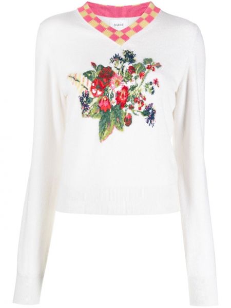 Pull à fleurs en tricot Barrie blanc