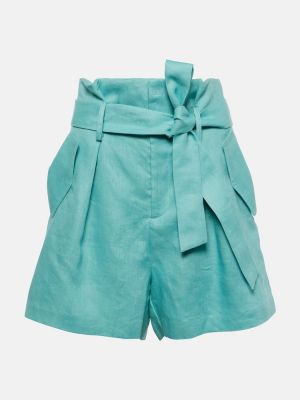 Pantalones cortos de lino Adriana Degreas azul