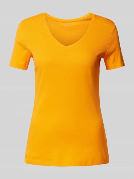 Koszulka w jednolitym kolorze z dekoltem w serek Montego pomarańczowa