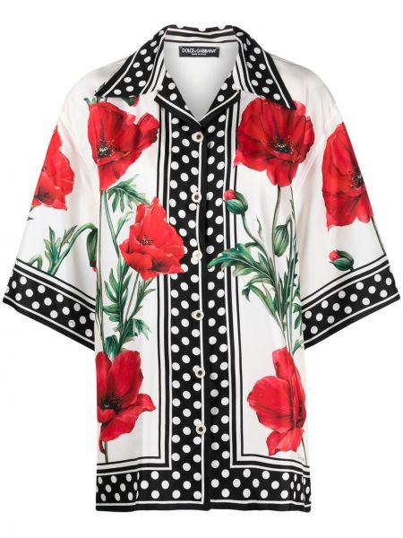 Kvetinová hodvábna košeľa s potlačou Dolce & Gabbana