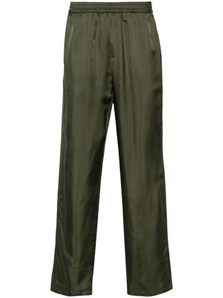 Saténové rovné kalhoty Msgm zelené