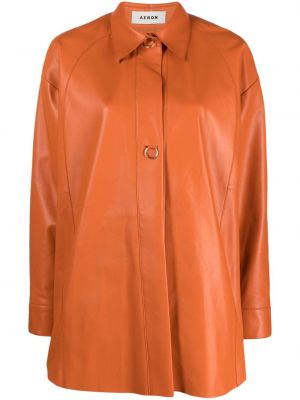 Usnjena srajca s perjem Aeron oranžna