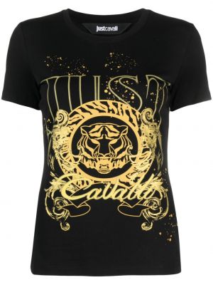 Kokvilnas t-krekls ar tīģera rakstu Just Cavalli