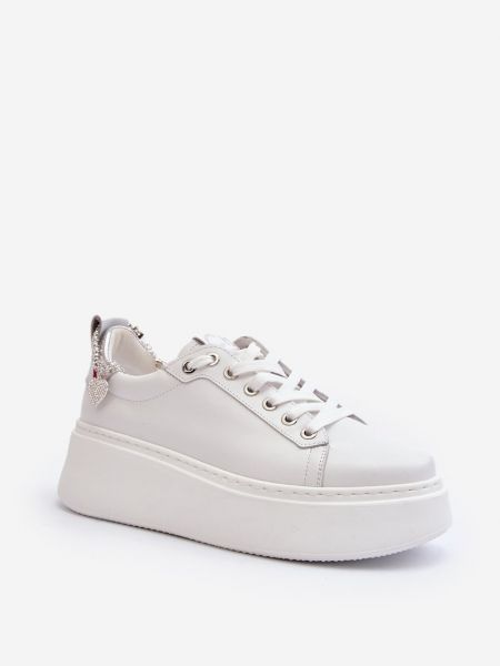 Δερμάτινα sneakers Kesi λευκό