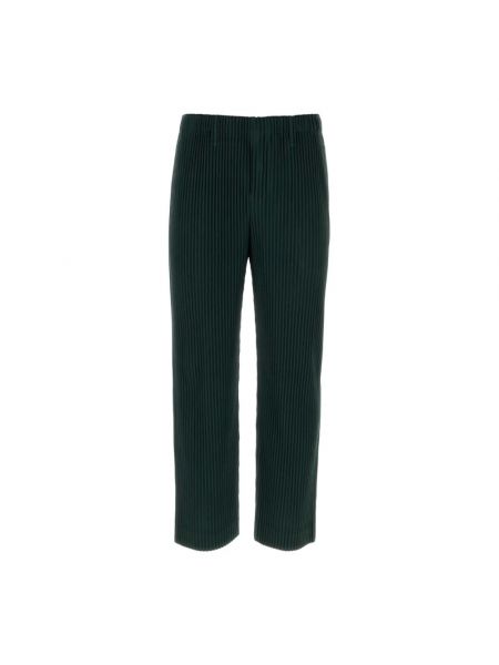 Zielone proste spodnie Issey Miyake