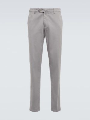 Bavlněné slim fit kalhoty Loro Piana šedé