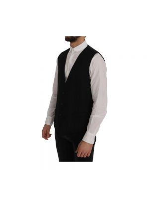 Chaleco de traje a rayas de algodón Dolce & Gabbana negro